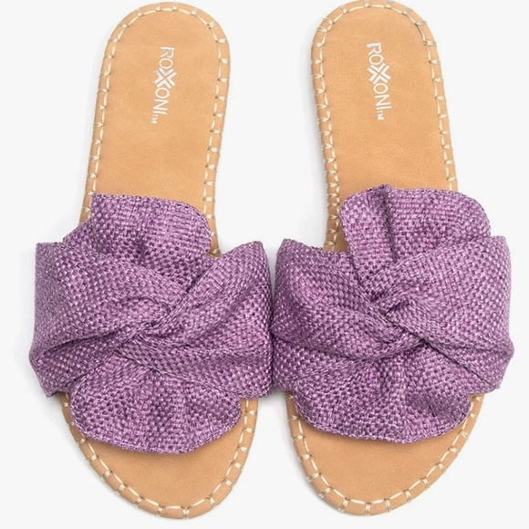 Roxoni Lilac Knot Purple Summer Slides Women's Flats Sandals Shoes NWT SZ 7 - Picture 3 of 7